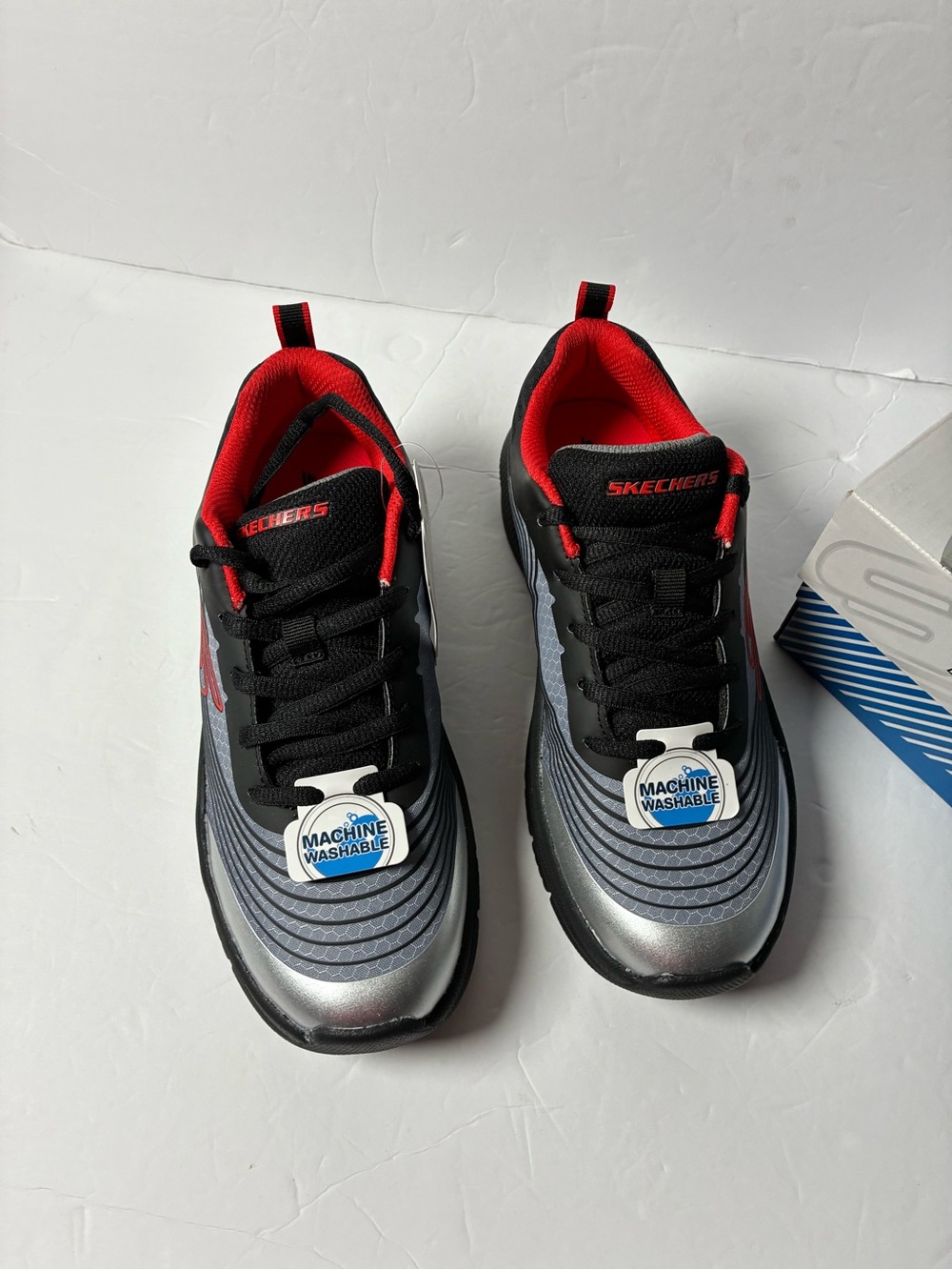 Skechers Kids' Silver, Black & Red Athletic Sneakers